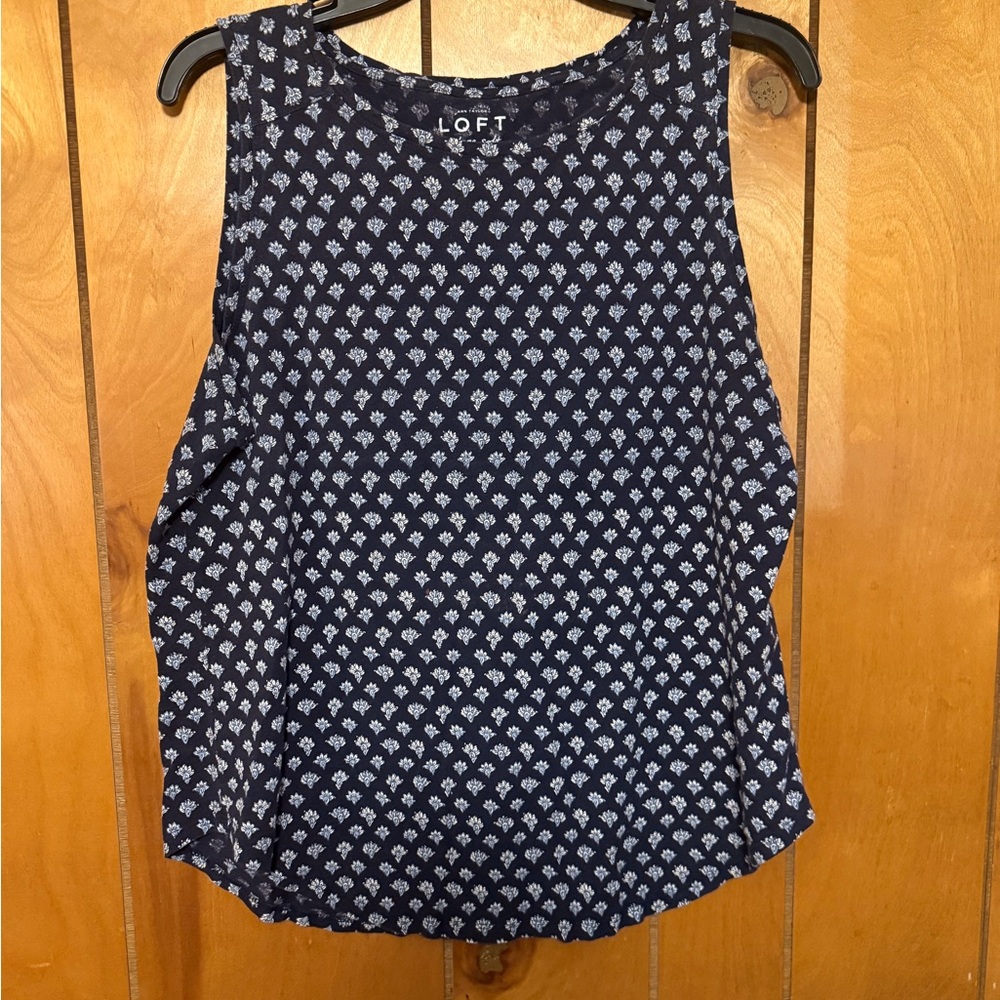 LOFT Blue Boxy Sleeveless Tank Top